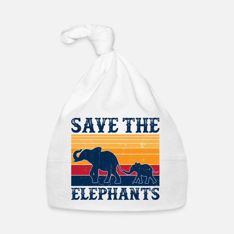 Save the elephants - Baby Bio-Mütze - Weiß