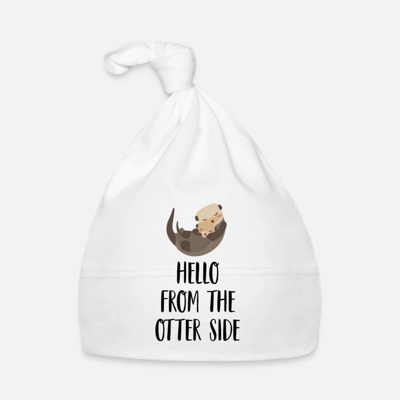 Hello from the Otter Side | L’amour de loutres - Bonnet bio Bébé - blanc