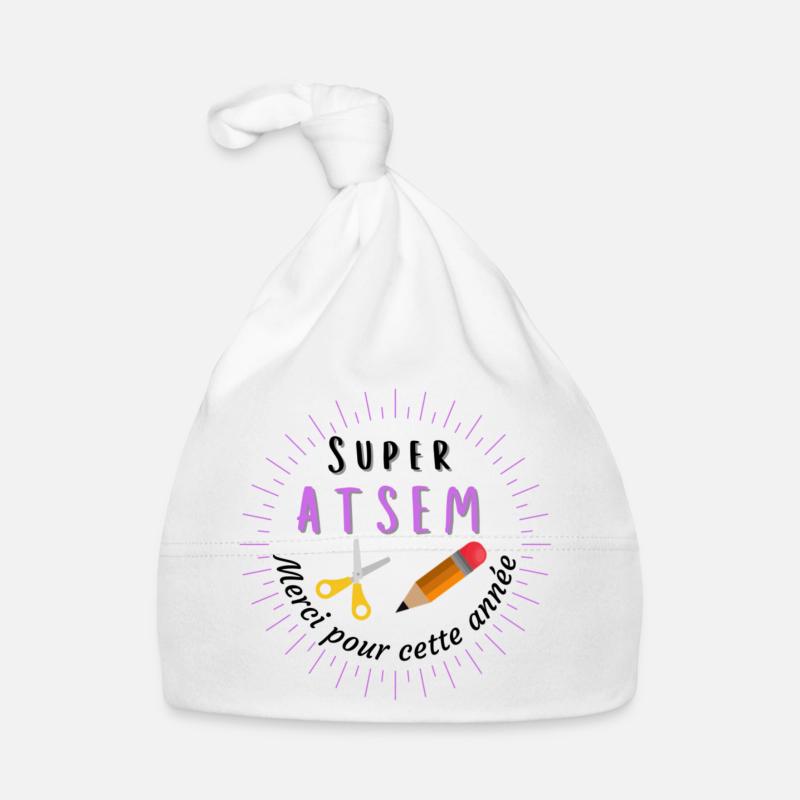 super Atsem merci pour cette année - Bonnet bio Bébé - blanc