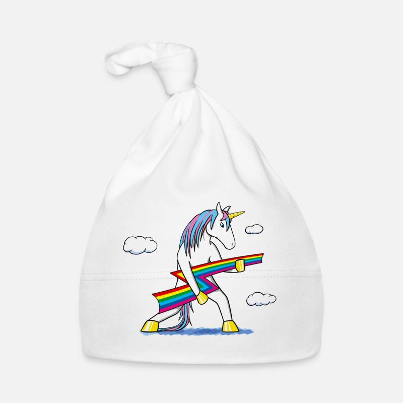 Rainbow Rock – Licorne avec éclair arc‑en‑ciel Bonnet bio Bébé