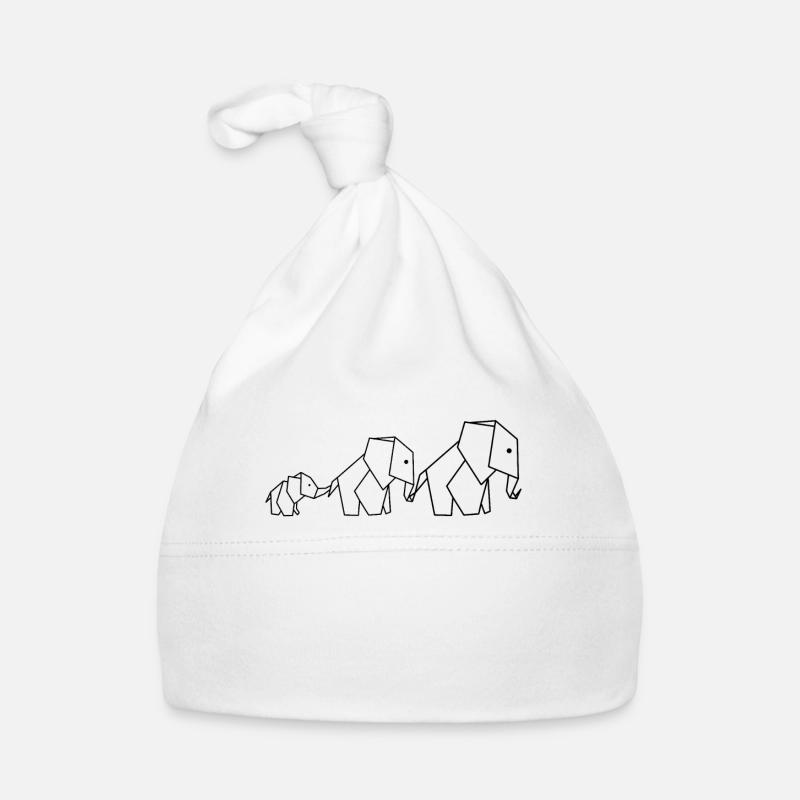 Éléphant Origami Éléphants - Bonnet bio Bébé - blanc