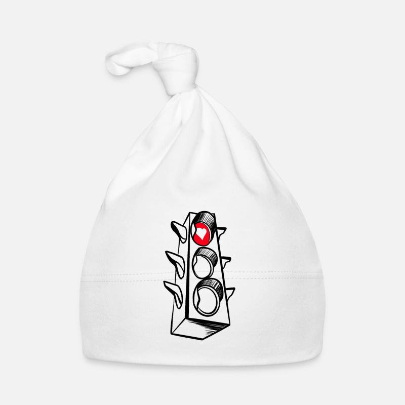 Feu de circulation rouge coeur Bonnet bio Bébé