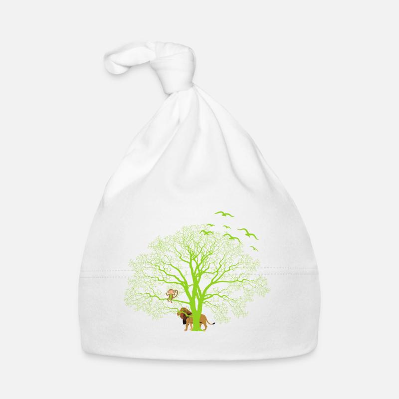 Magic tree - Organic Baby Cap - white