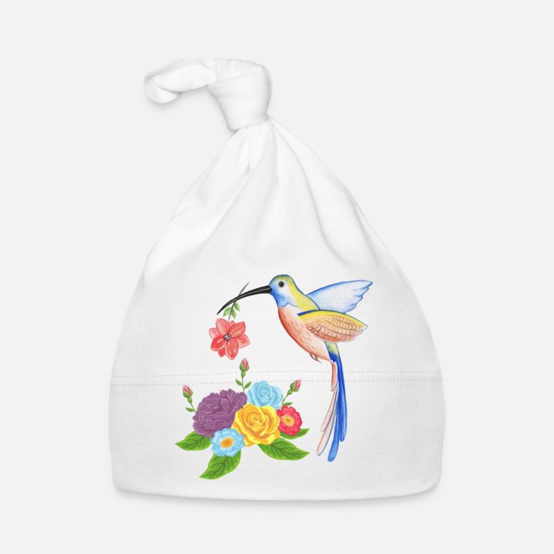 Nid de colibri - Bonnet bio Bébé - blanc