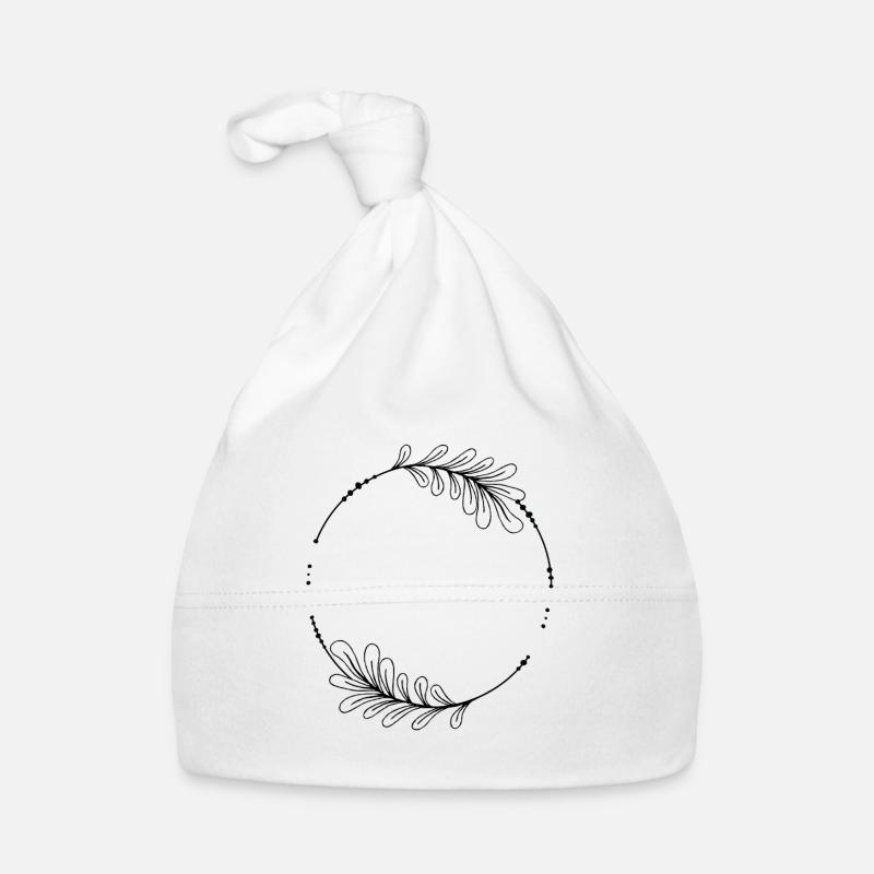 Black circle frame with leaves Organic Baby Cap