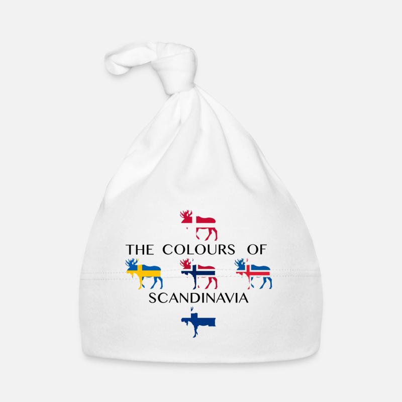 Scandinavie Drapeaux Moose Colors Norvège - Bonnet bio Bébé - blanc