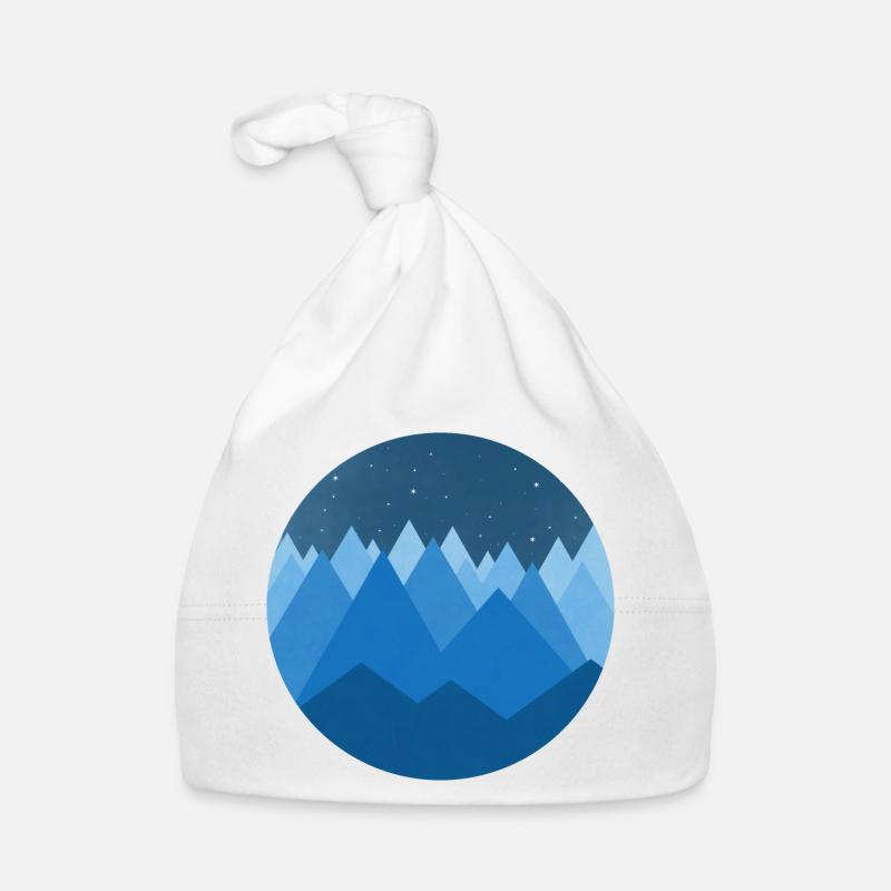 Montagnes enneigées style nocturne minimaliste Bonnet bio Bébé