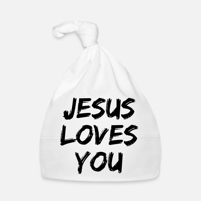 Jésus vous aime - Paroles chrétiennes - Bonnet bio Bébé - blanc