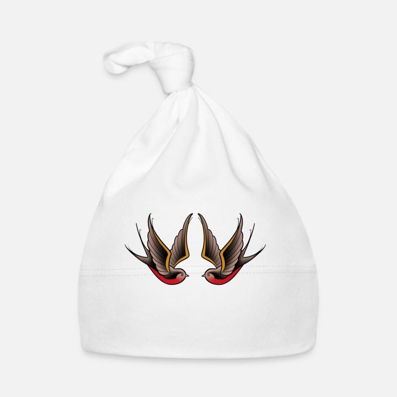 Double oiseau old school style tattoo Bonnet bio Bébé