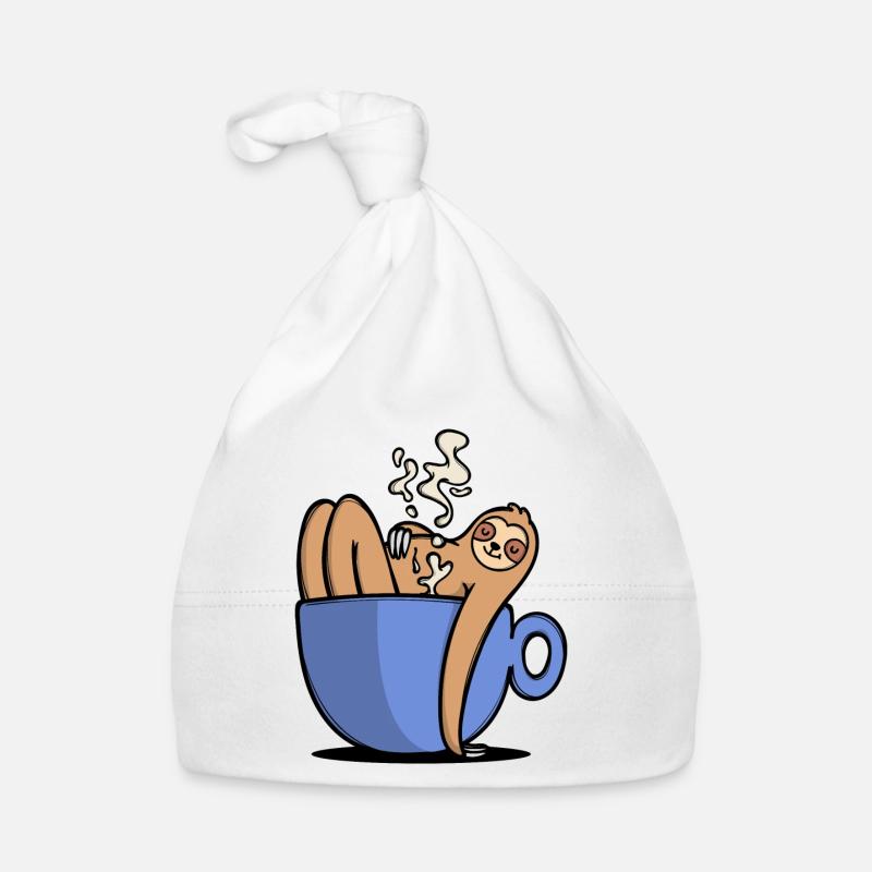 Humorous coffee lover sloth coffee cup Organic Baby Cap