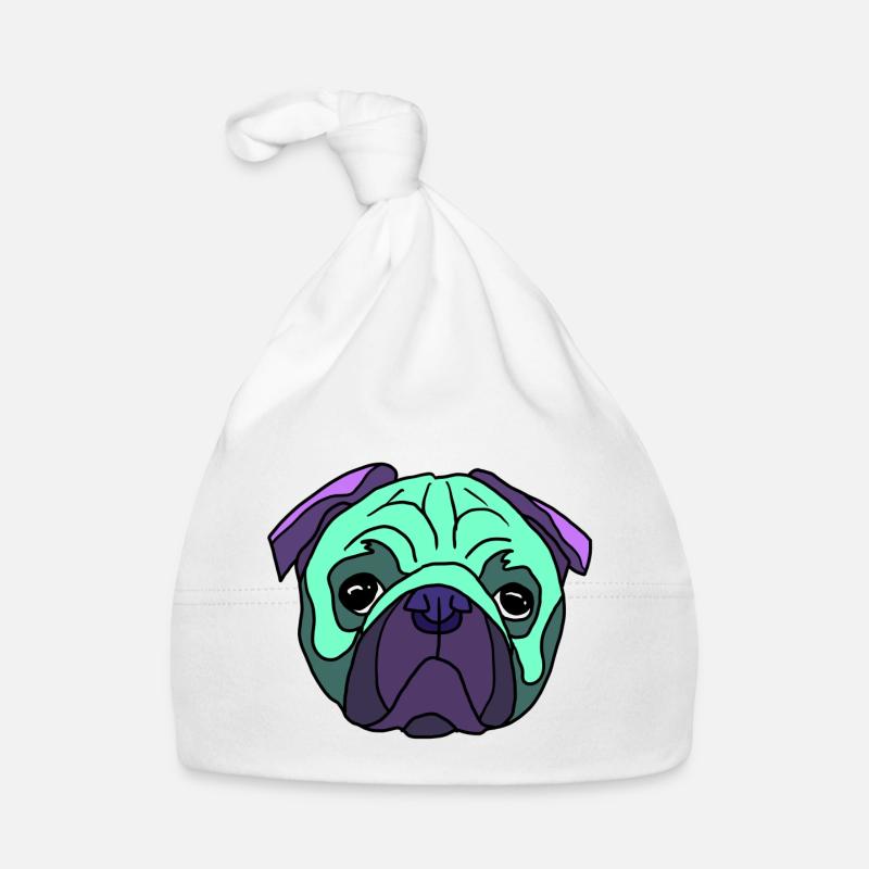 Mint Pug Kopf PopArt mobs  Baby Bio-Mütze