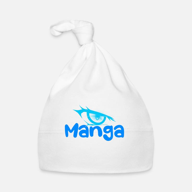 Manga logo light blue & dark eye Organic Baby Cap