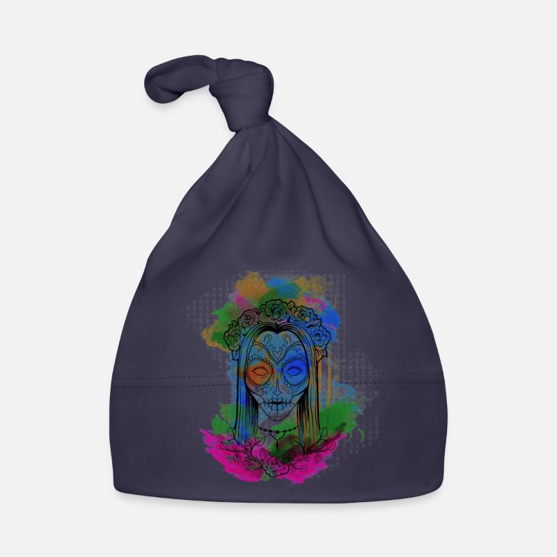 Une belle et drôle aquarelle Calavera Design Bonnet bio Bébé