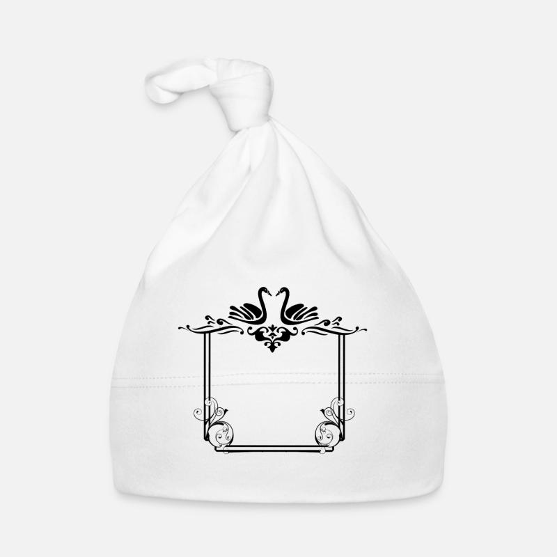 Kissing Swans Black Frame Organic Baby Cap