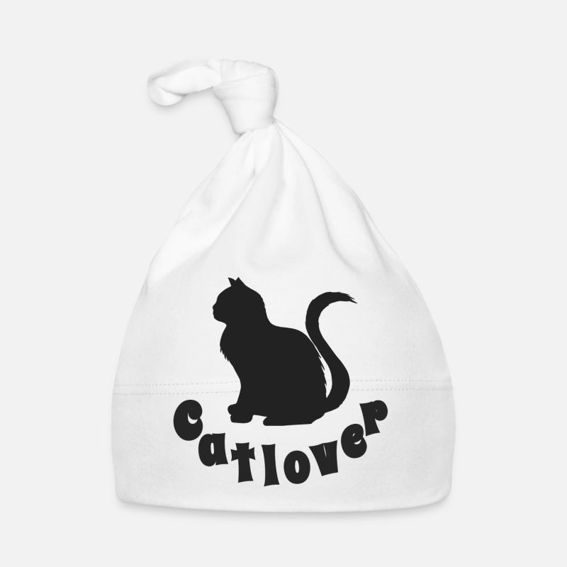 Catlover, Silhouette, Typographie, Samtpfote Baby Bio-Mütze