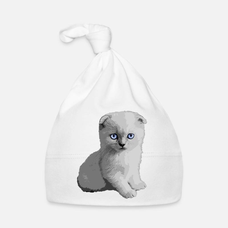 Chaton mignon Kitty - Bonnet bio Bébé - blanc