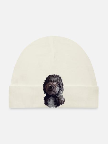 Lagotto Romagnolo Hund Aquarell Illustration - Baby Bio-Mütze - Weiß - Vorne