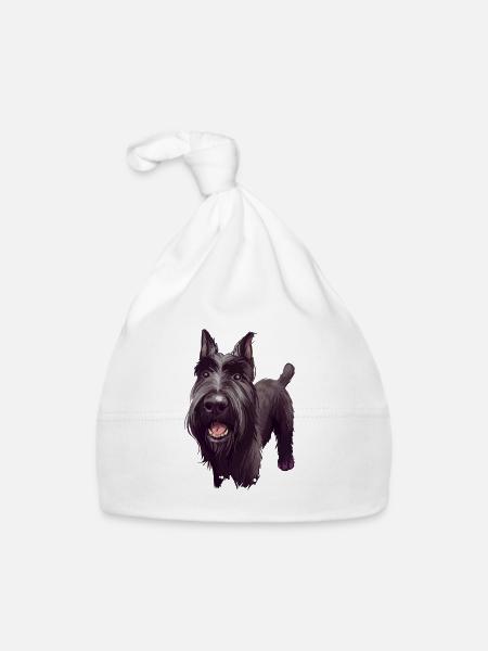 Mittelschnauze Standard Schnauzer Hund Illustration - Baby Bio-Mütze - Weiß - Vorne