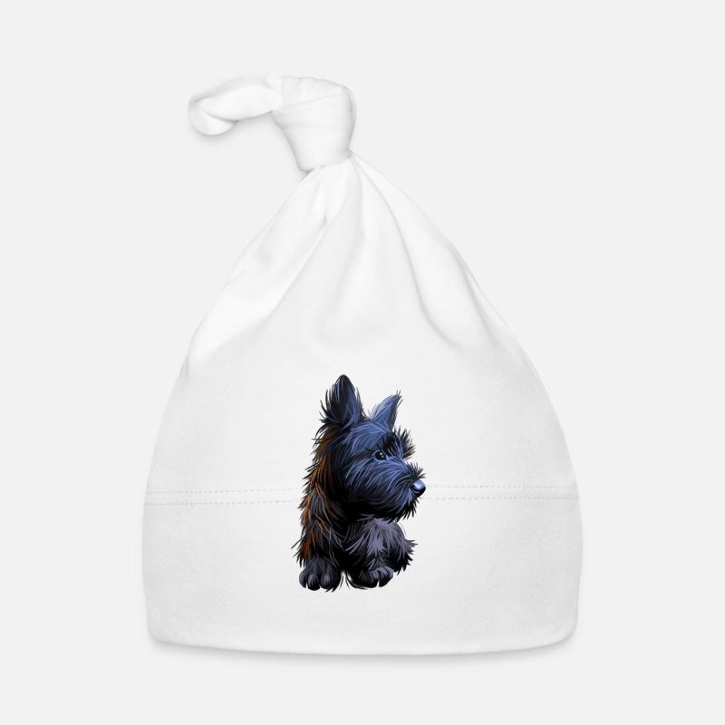 Illustration de l’aquarelle du chien Skye Terrier Bonnet bio Bébé