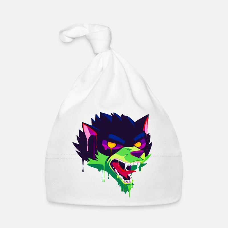 Un beau et effrayant design de dessin animé wolf - Bonnet bio Bébé - blanc
