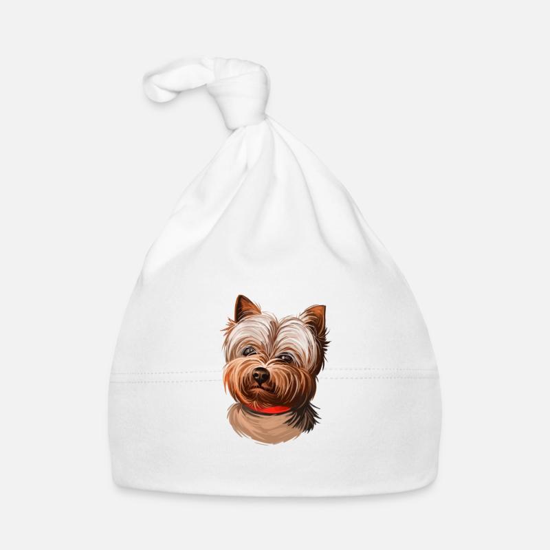 Yorkshire Terrier Dog Aquarelle Illustration Bonnet bio Bébé