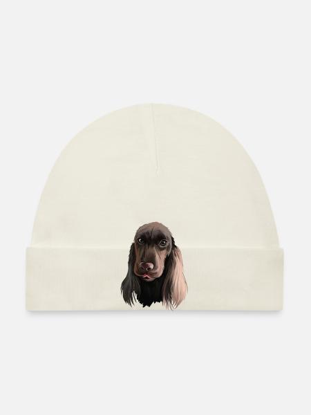 Field Spaniel Hund Aquarell Skizze Illustration - Baby Bio-Mütze - Weiß - Vorne