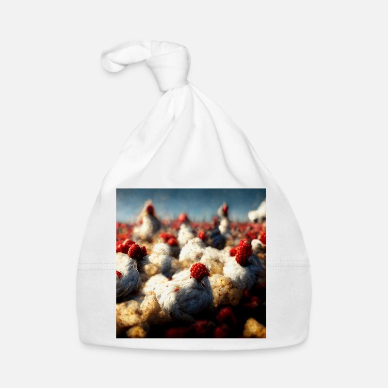 Abstrait Chicken Fantasy IV - Bonnet bio Bébé - blanc