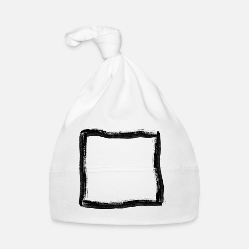 Black Brush Stroke Frame Lines Organic Baby Cap