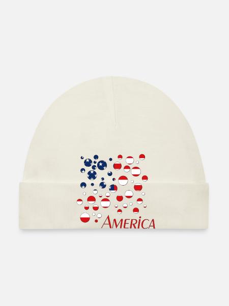 America - Baby Bio-Mütze - Weiß - Vorne