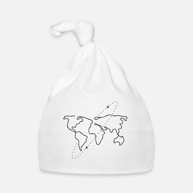 minimalist world map with plane world tour Organic Baby Cap