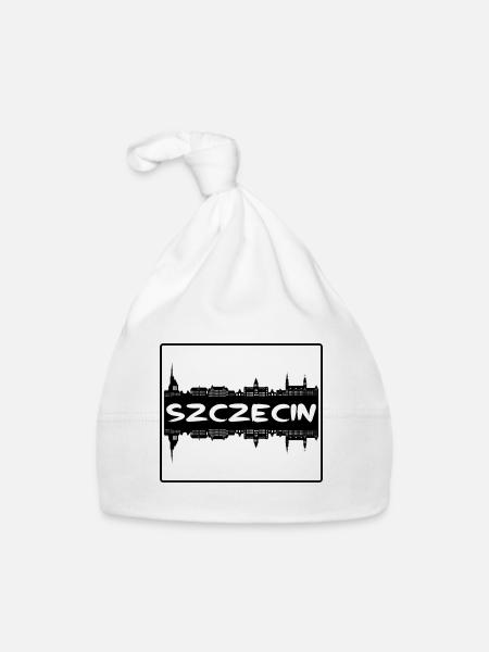 Szczecin Pologne Skyline Silhouette Souvenir de voyage - Bonnet bio Bébé - blanc - Devant