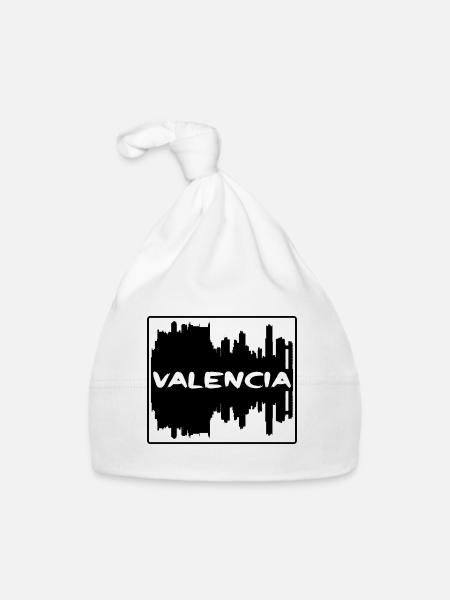 Valencia Spain Skyline Silhouette Travel Souvenir - Organic Baby Cap - white - Front