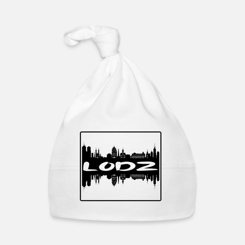 Lodz Pologne Skyline Silhouette Souvenir de voyage Bonnet bio Bébé