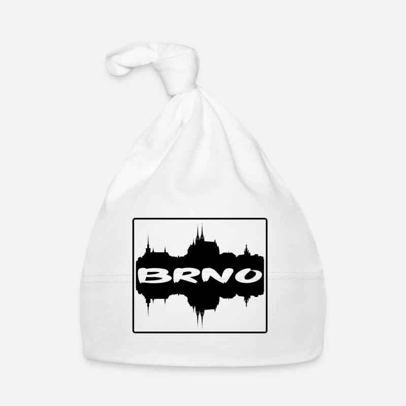 Brno Tchéquie Skyline Silhouette Souvenir de voyage Bonnet bio Bébé