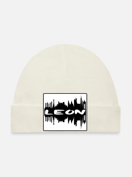 Leon Mexiko Skyline Silhouette Reise Souvenir - Baby Bio-Mütze - Weiß - Vorne