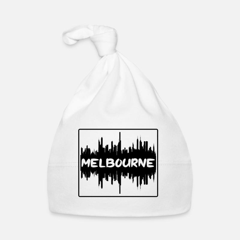 Melbourne Australia Skyline Silhouette Travel Souv Organic Baby Cap