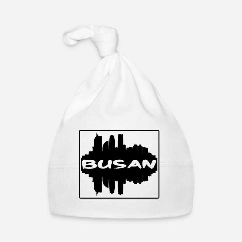 Busan Corée du Sud Skyline Silhouette Travel Souven Bonnet bio Bébé