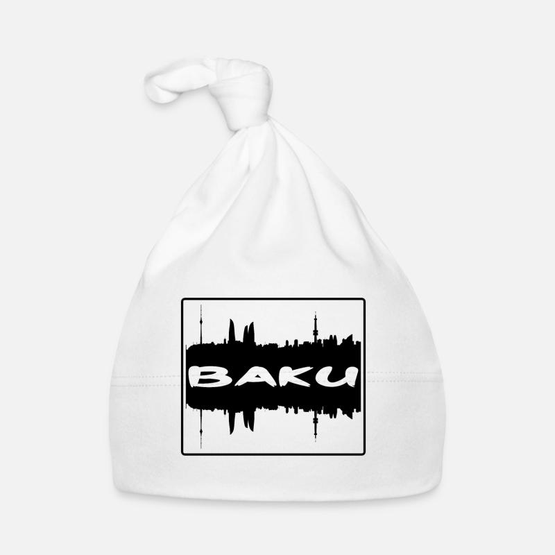 Bakou Azerbaïdjan Skyline Silhouette Souvenir de voyage Bonnet bio Bébé