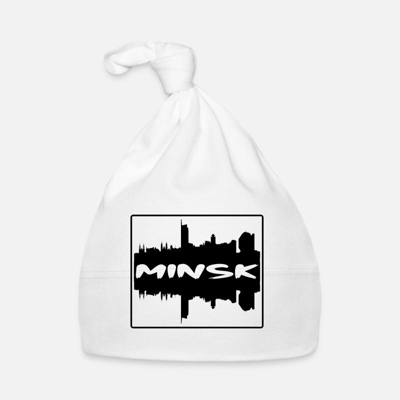 Minsk Biélorussie Skyline Silhouette Souvenir de voyage Bonnet bio Bébé