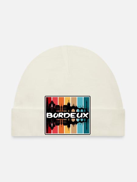 Bordeux France Skyline Silhouette Travel Souvenir - Organic Baby Cap - white - Front