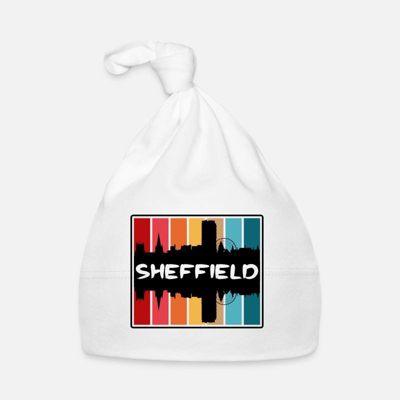 Sheffield Angleterre Skyline Silhouette Travel Souven Bonnet bio Bébé