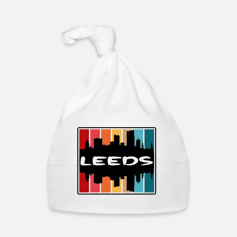 Leeds Angleterre Skyline Silhouette Souvenir de voyage Bonnet bio Bébé