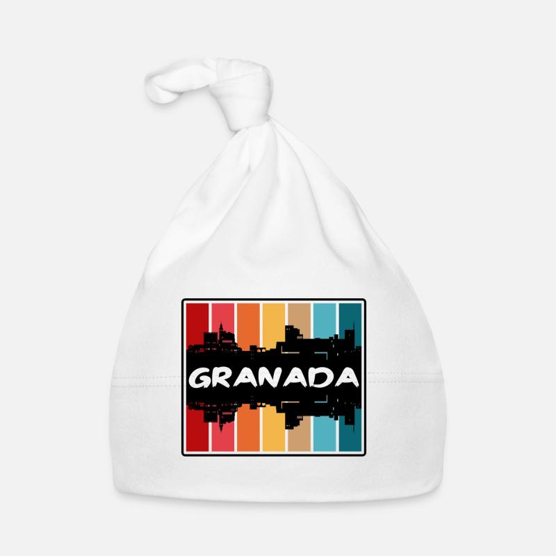 Grenade Espagne Skyline Silhouette Souvenir de voyage Bonnet bio Bébé