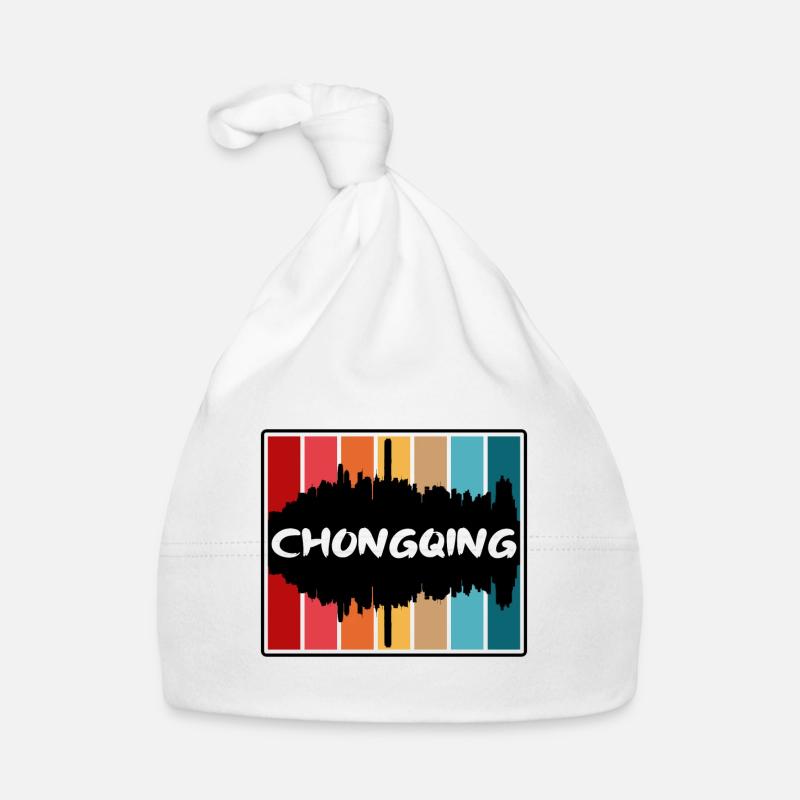 Chongqing Chine Skyline Silhouette Souvenir de voyage Bonnet bio Bébé