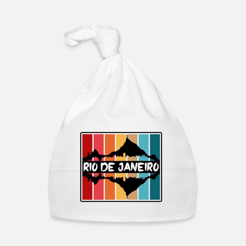 Rio de Janeiro Brésil Skyline Silhouette Voyage So - Bonnet bio Bébé - blanc