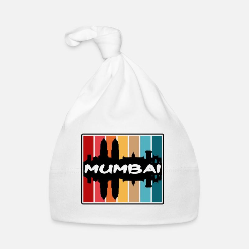 Mumbai Inde Skyline Silhouette Souvenir de voyage Bonnet bio Bébé