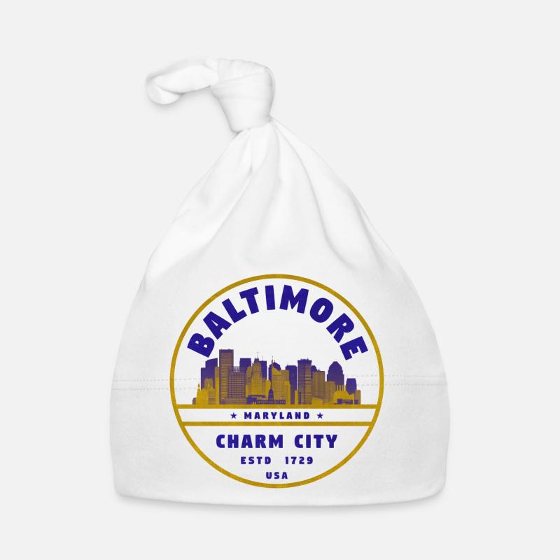 Baltimore Charm City Skyline Abzeichen Baby Bio-Mütze