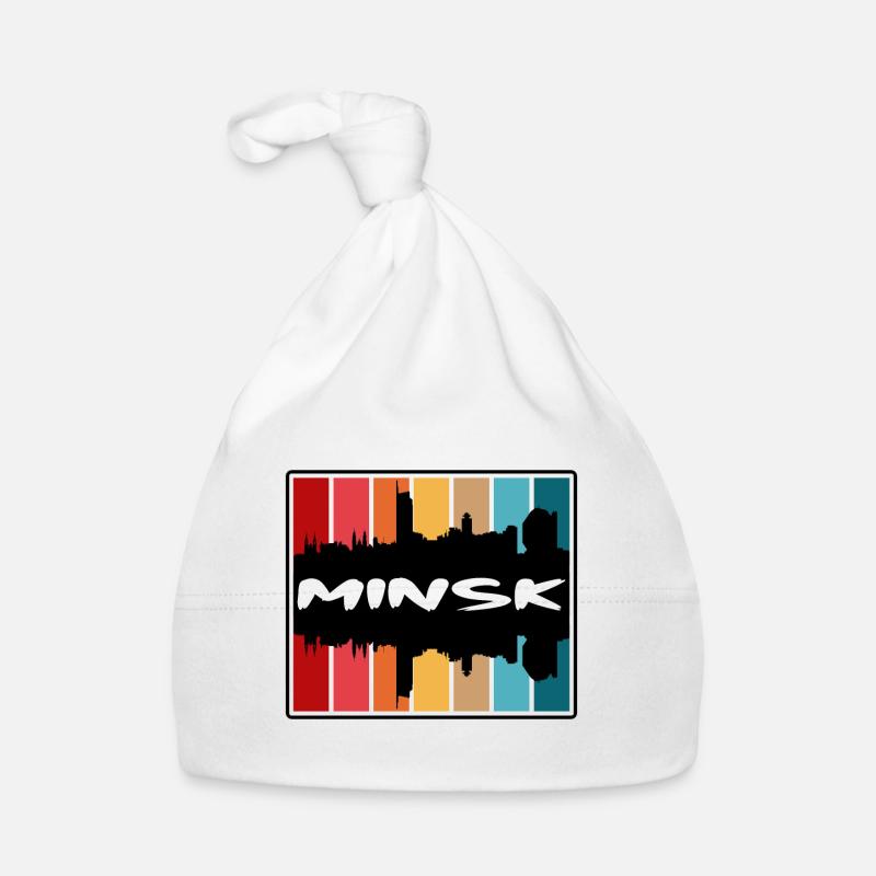 Minsk Biélorussie Skyline Silhouette Souvenir de voyage Bonnet bio Bébé