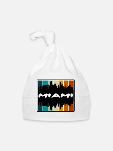 Miami Florida Usa Skyline Silhouette Travel Souven - Baby Bio-Mütze - Weiß - Vorne