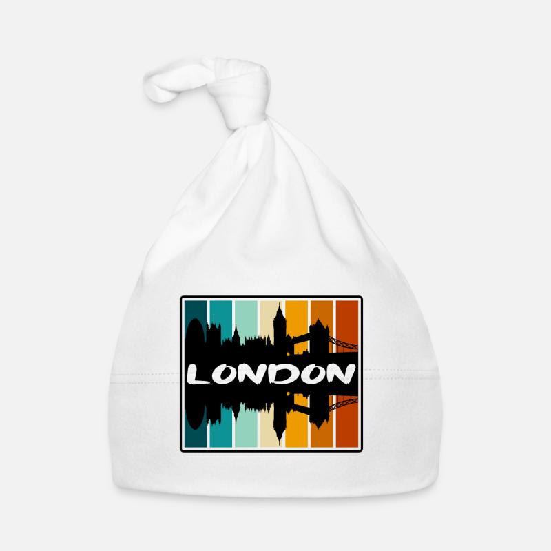 Londres Angleterre Skyline Silhouette Voyage Souvenir Bonnet bio Bébé